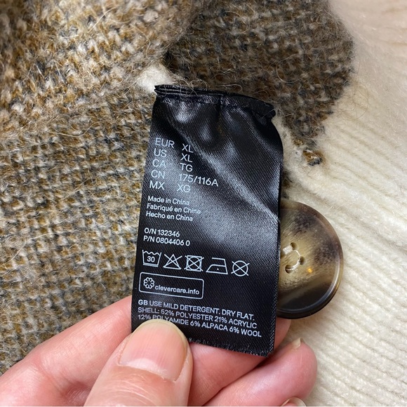 PRINGLE OF SCOTLAND H&M Argyle Soft Alpaca Oversized Cardigan Sweater Women's XL - Picture 6 of 8